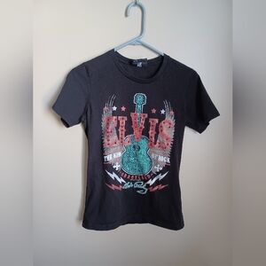 Women's Size Large Elvis Presley Graceland Guitar Black T-Shirt